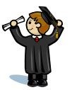 Cartoon image of child in graduation cap and gown