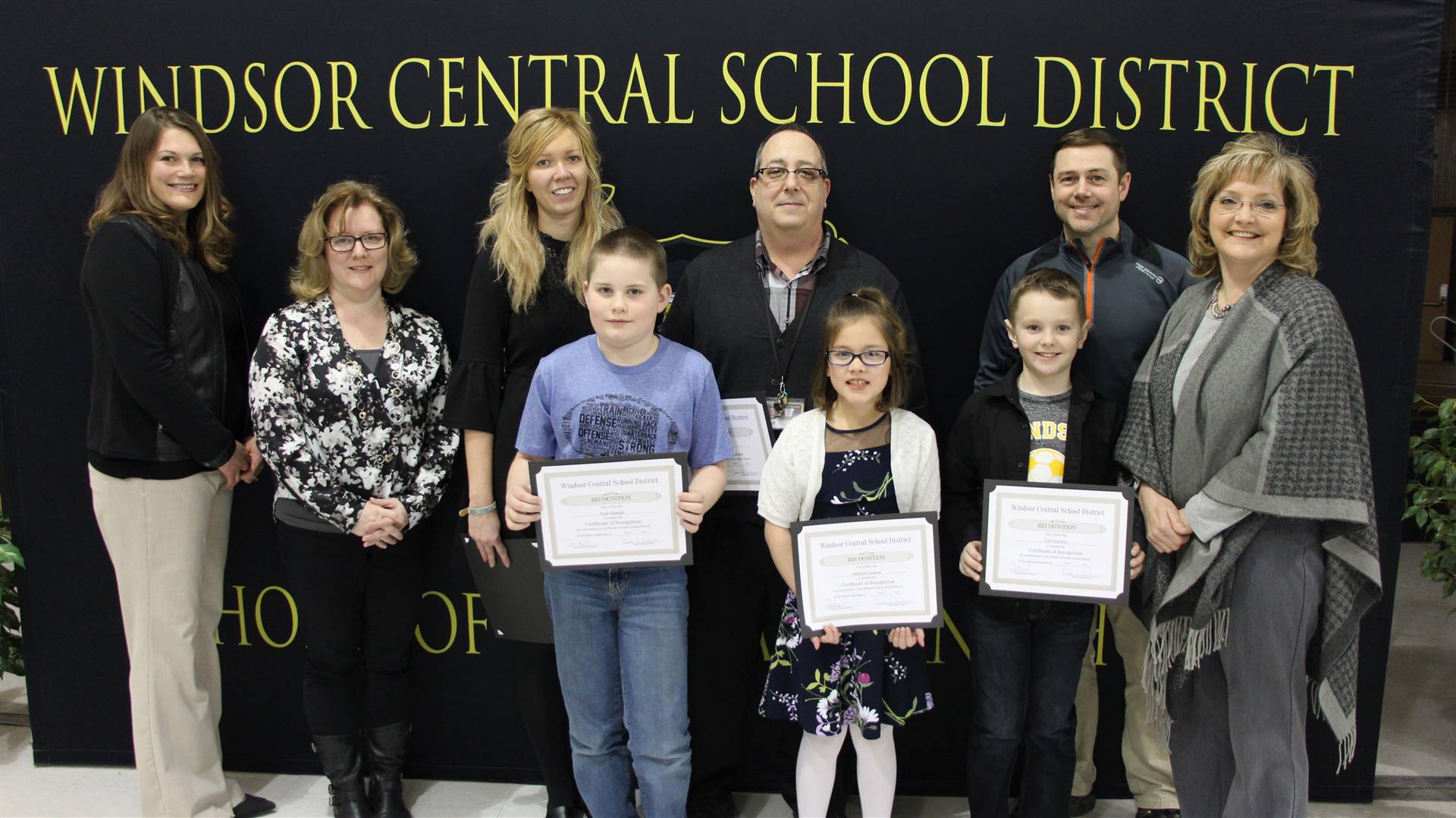 Student Council – Mike Trapani, Liz Sharkan and officers Lizzy Hopkins, Addyson Guarino, Ryan Waddel