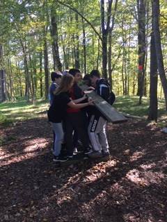 A group of children in the woods