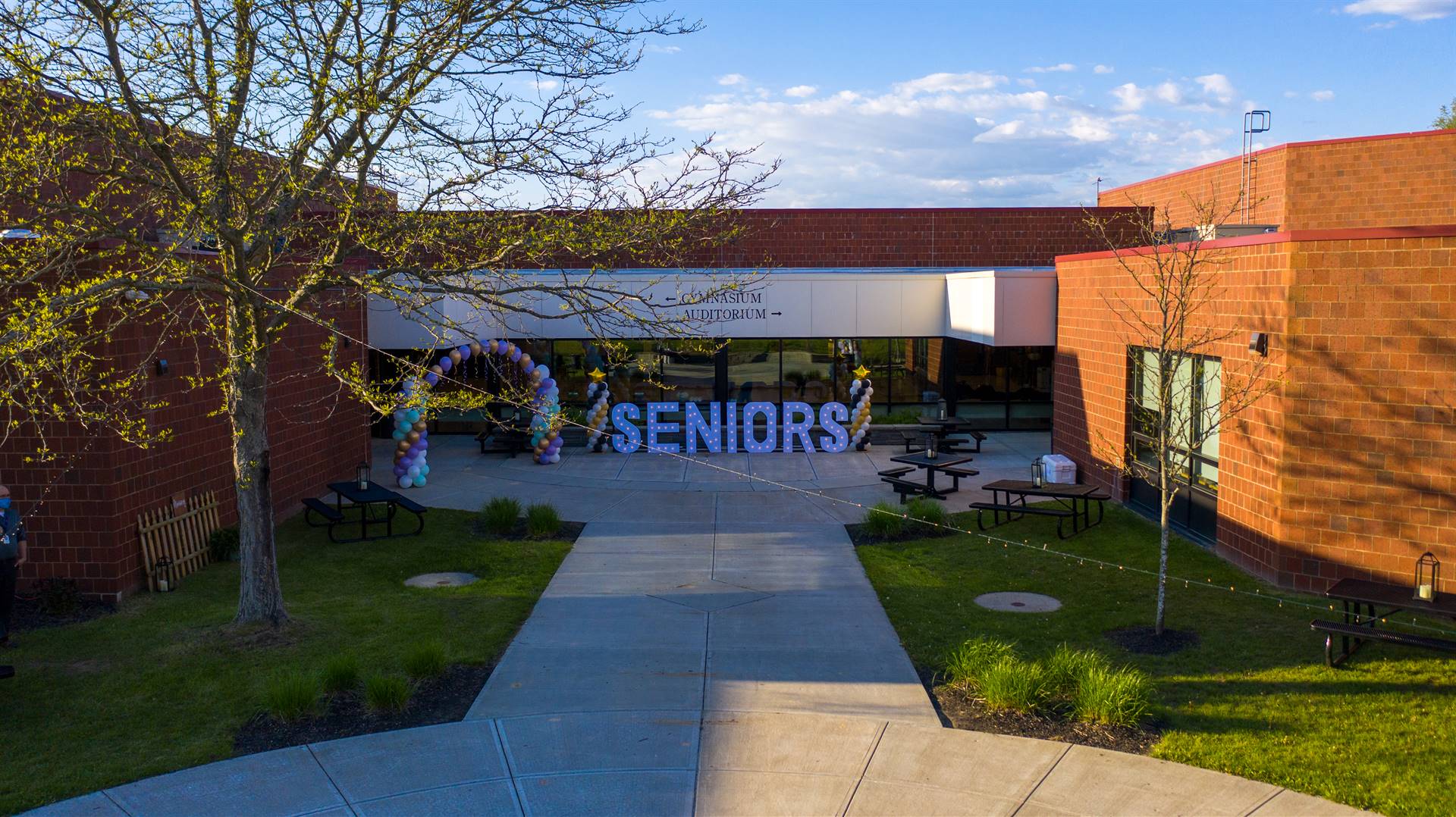 Arial view of WCHS courtyard